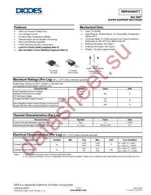 SBR40U60CT datasheet  